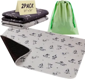 4  Layers 2 Super Absorbent & Washable Dog Pee Pads   Wet Bag | 31" x 36" Waterproof & Non-Slip Mat for Crate & Playpen | Leak Proof Floor Rug for Potty Training & Whelping | Reusable Pet Urine Carpet