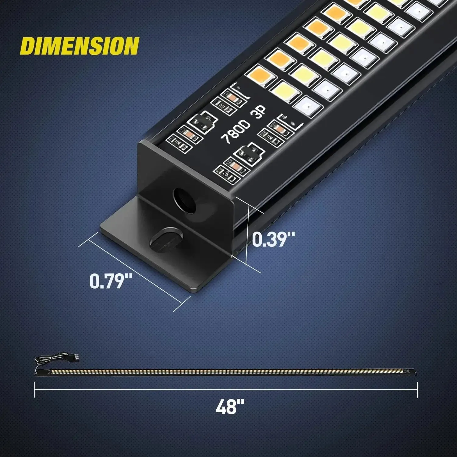 48 Inch Aluminum Frame Triple Row 780 Leds Red White Amber Light Strip