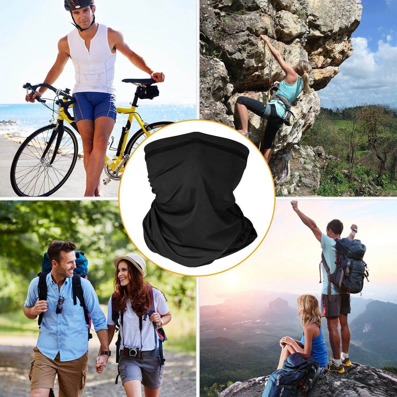 6-Pieces: Summer Neck Gaiter UV Sunscreen Protection Face Mask