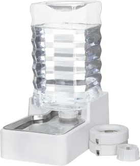 9L Upgraded Dog Water Bowl Dispenser, Stainless Steel Bowl, Automatic Gravity Cat Water Dispenser, BPA-Free, Large Capacity Water Dispenser with Two Caps and Filters(White,9L )