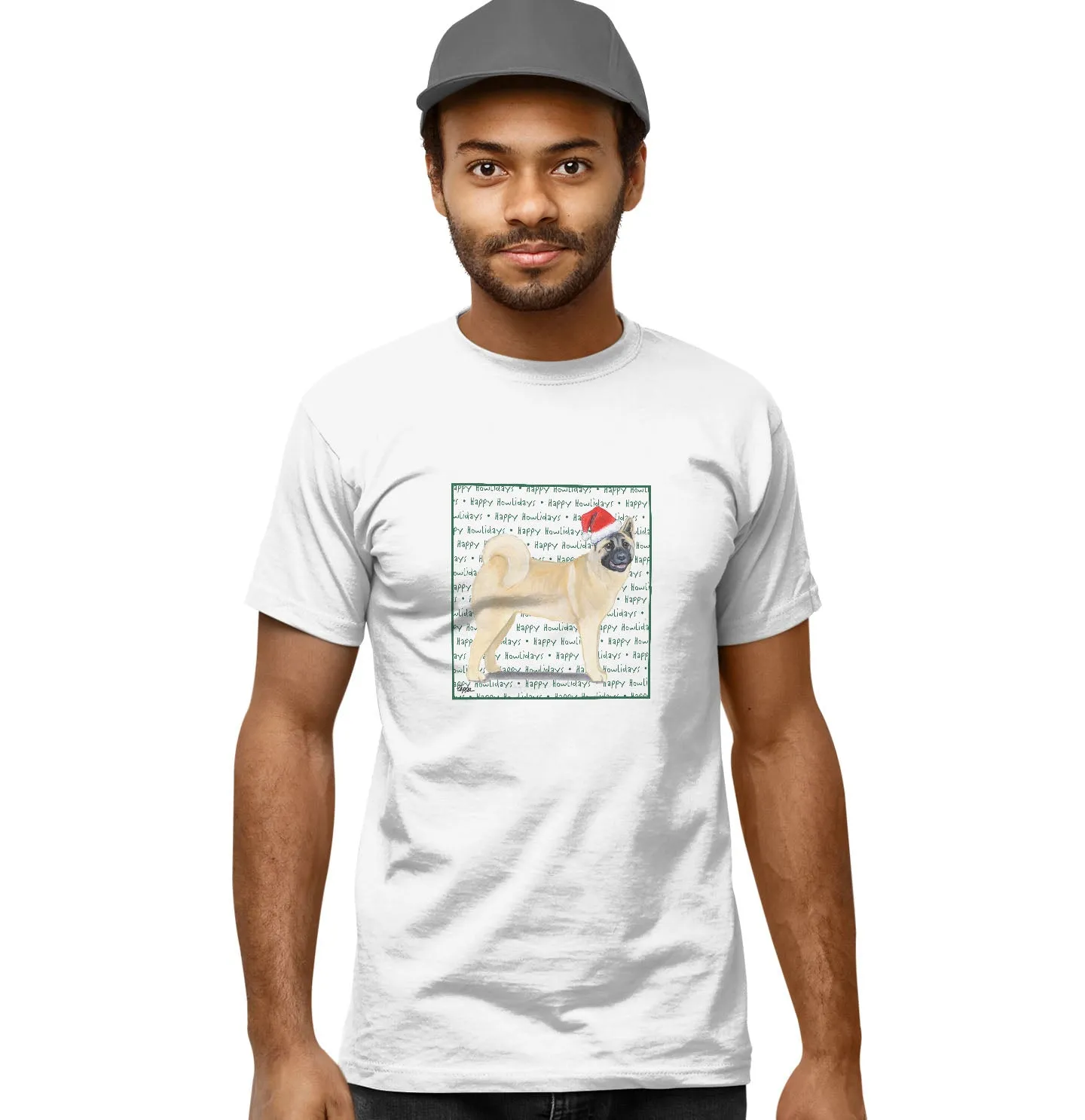 Akita Happy Howlidays Text - Adult Unisex T-Shirt