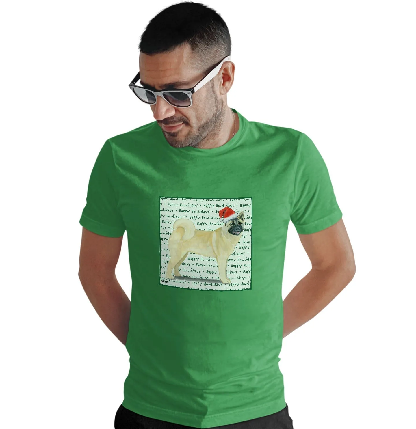 Akita Happy Howlidays Text - Adult Unisex T-Shirt
