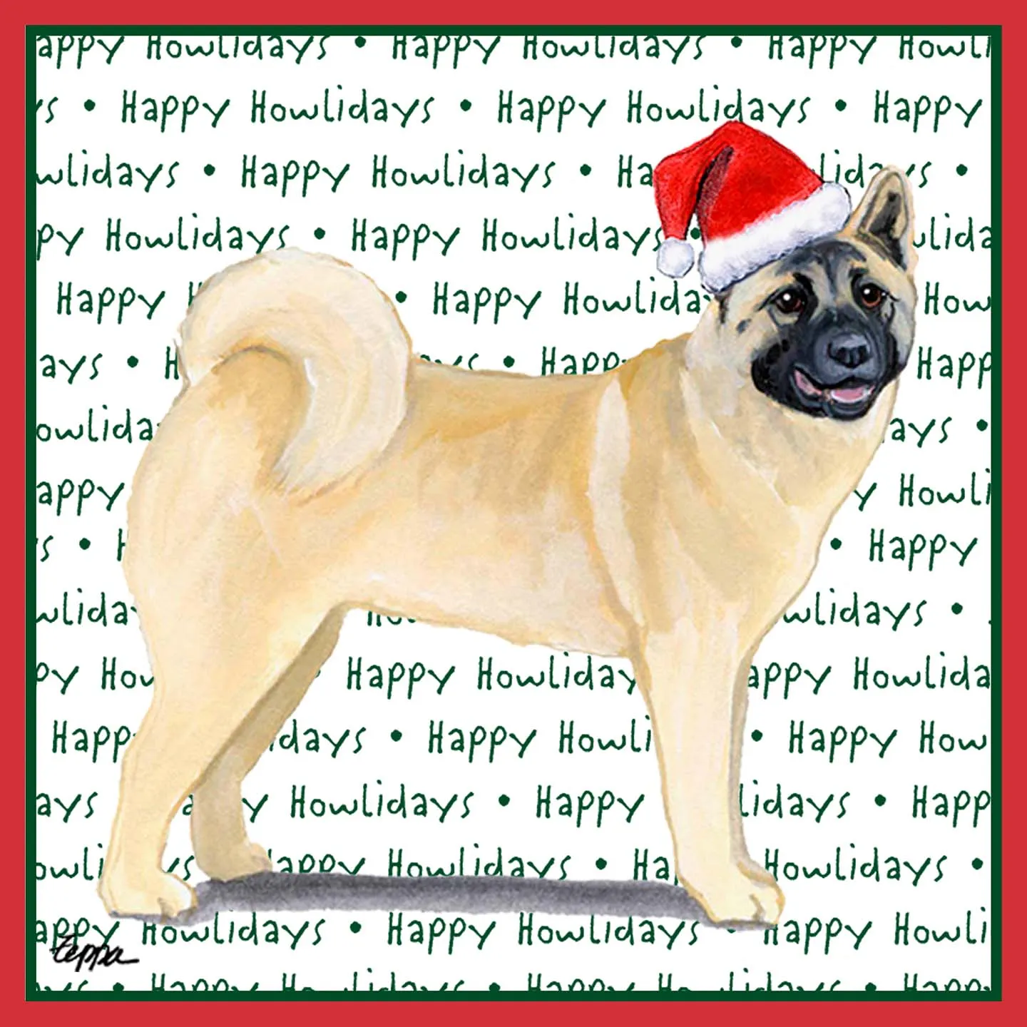Akita Happy Howlidays Text - Adult Unisex T-Shirt