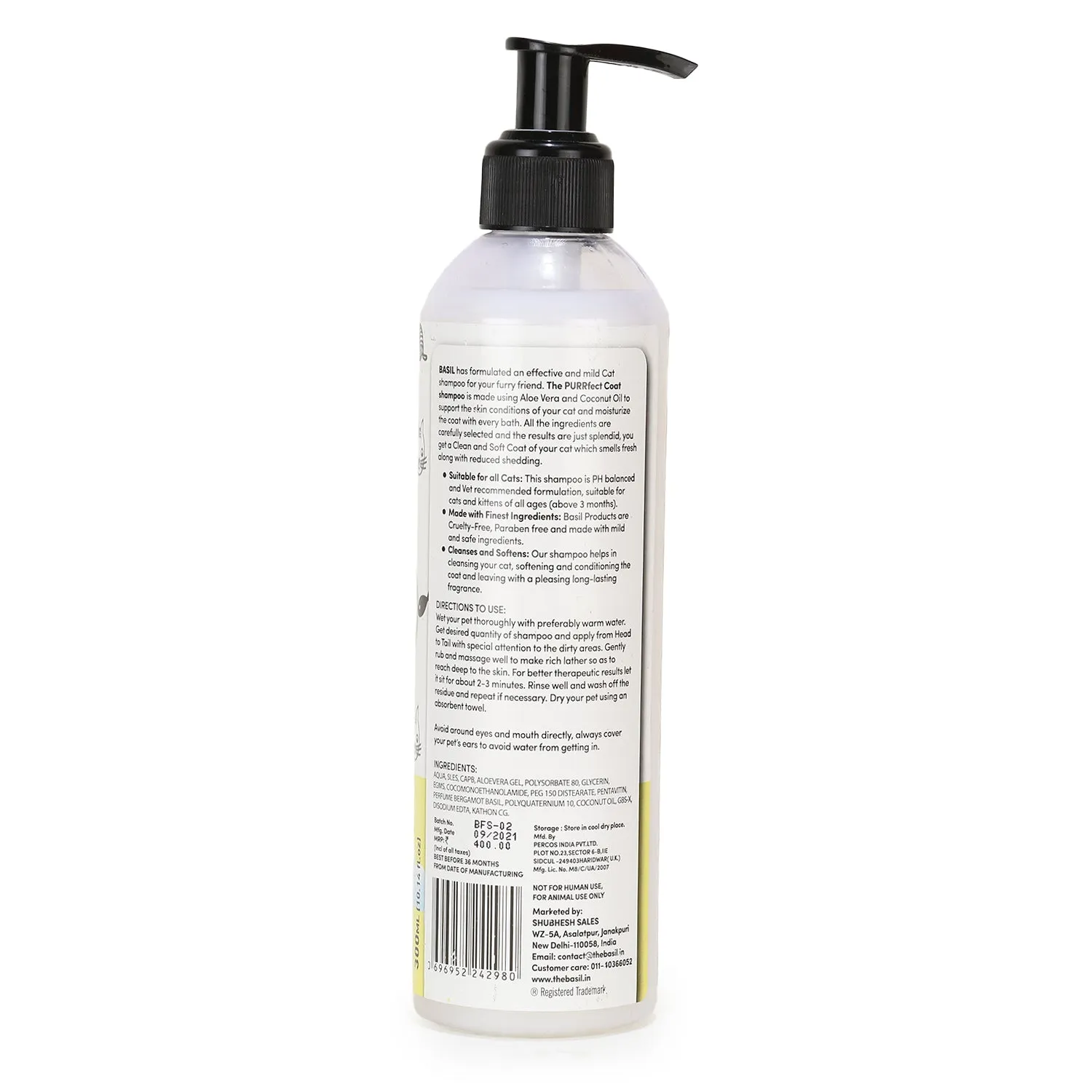 BASIL Purrfect Coat Cat & Kitten Shampoo, 300ml