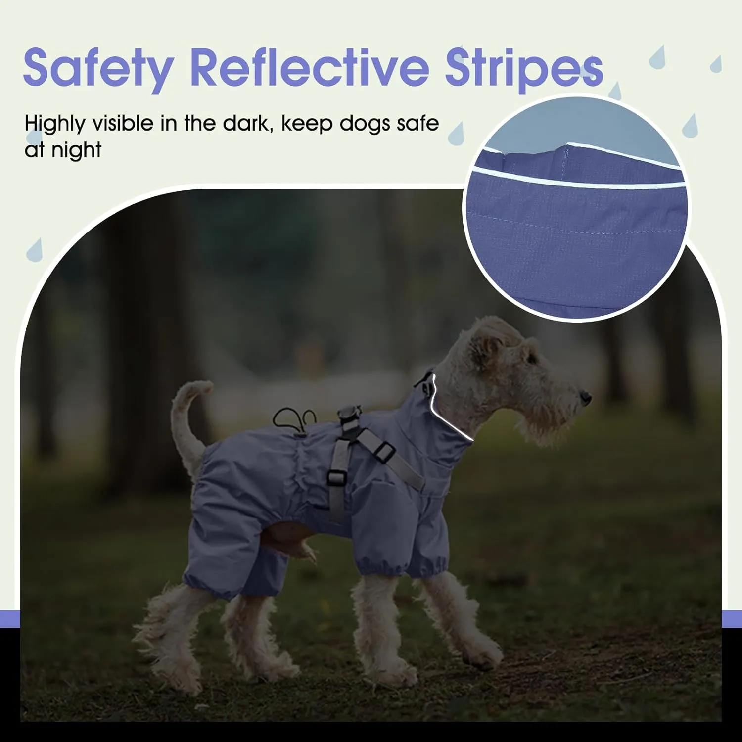 BRKURLEG Dog Raincoat for Small Dogs, Small Dog Rain Jacket with Harness Built in, Waterproof 4 Legs Puppy Raincoats, Puppy Outdoor Jacket with Reflective Strip, Purple, XL
