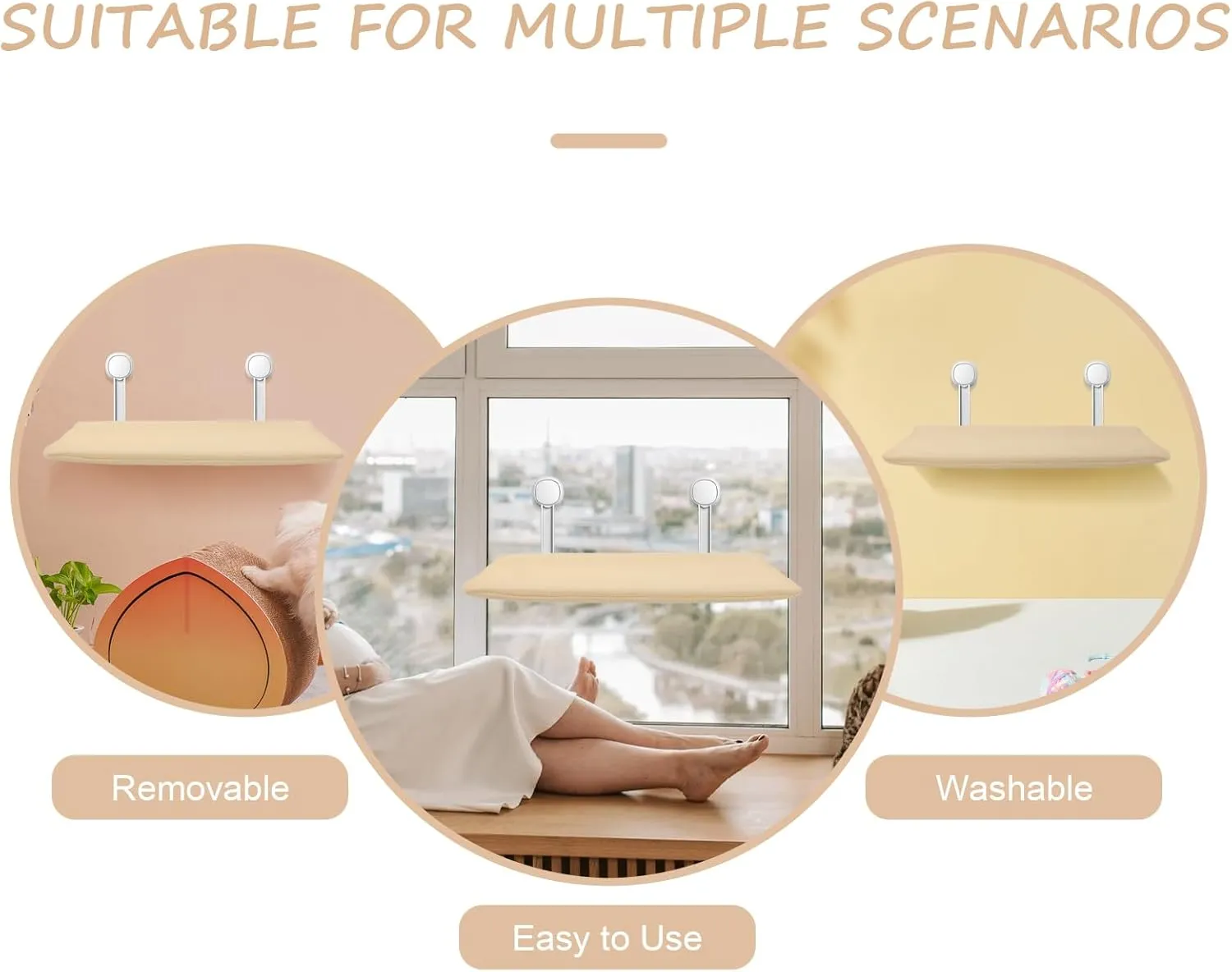 Cat Window Perch Cover Detachable Zipper Replacement Cover for All Seasons Breathable Accessory and Easy to Hammock Sleeve for Comfortable Cat Napping