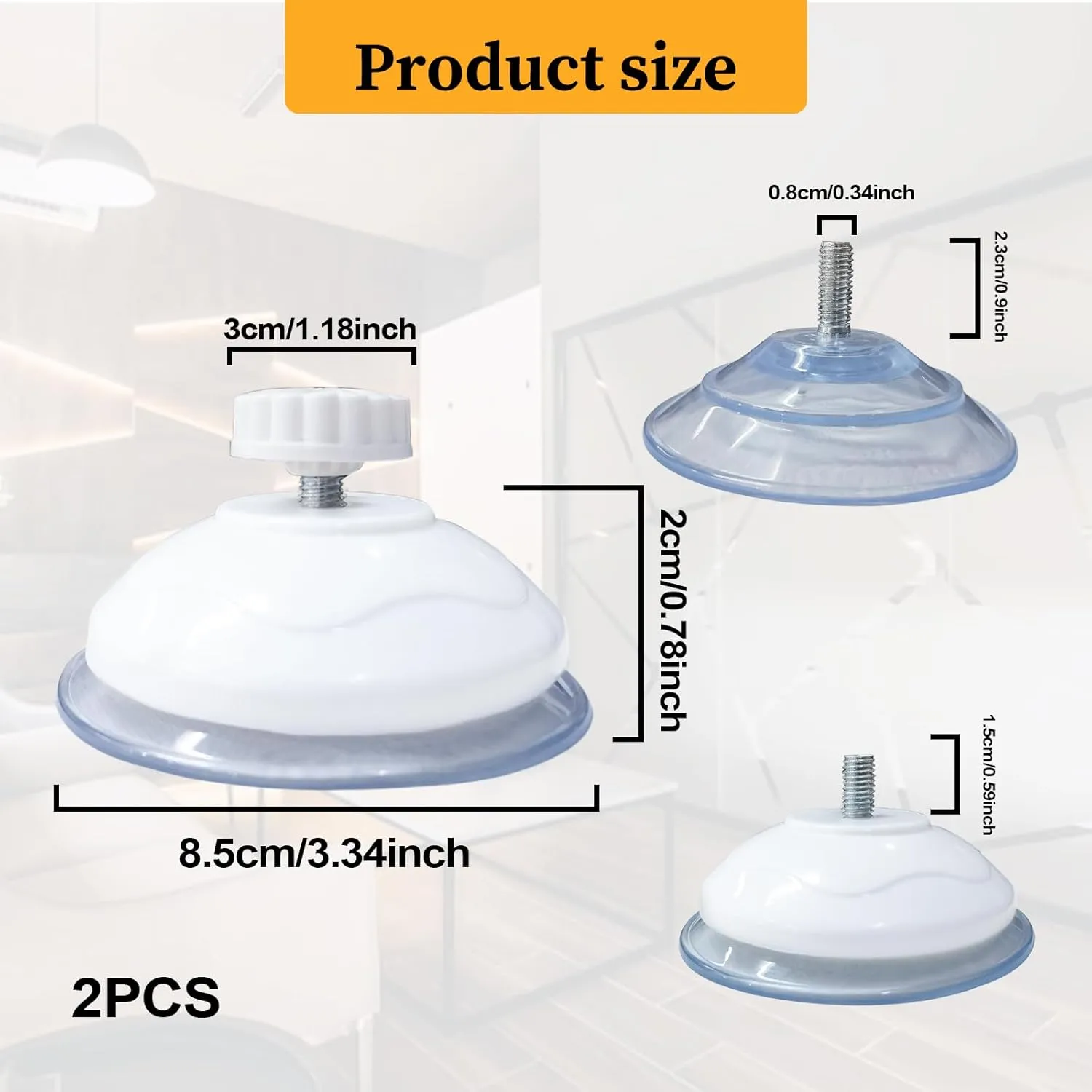 Cat Window Perch Suction Cups, 2Pcs Iron Screw Large Suction Cups with Protective Cover for Cat Window Hammock, Premium PVC Strong Suction Cups for Glass, Wall (85mm)
