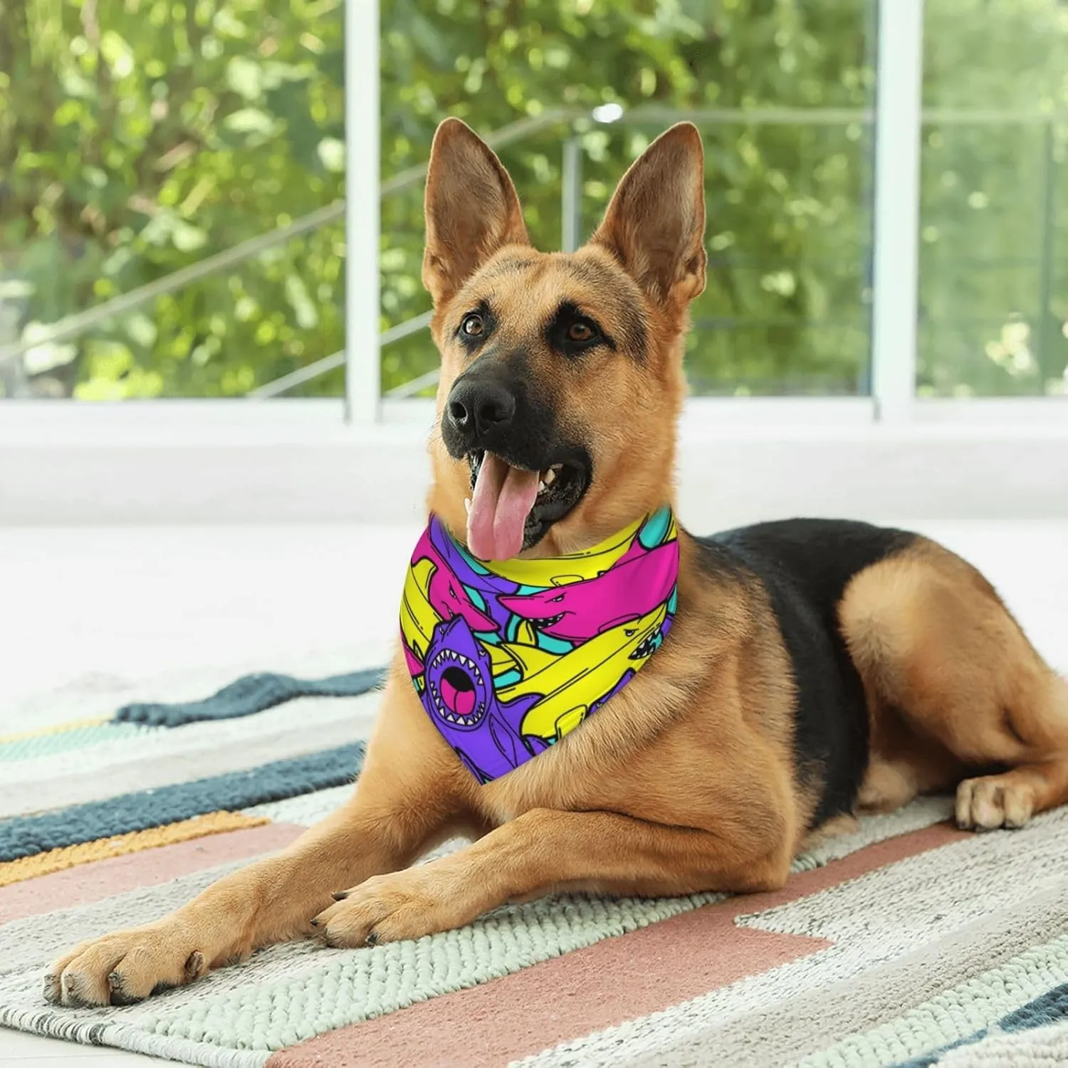 Colorful Shark Dog Bandana Scarf Triangle Bibs Pet Accessories Cat Kerchief