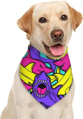 Colorful Shark Dog Bandana Scarf Triangle Bibs Pet Accessories Cat Kerchief