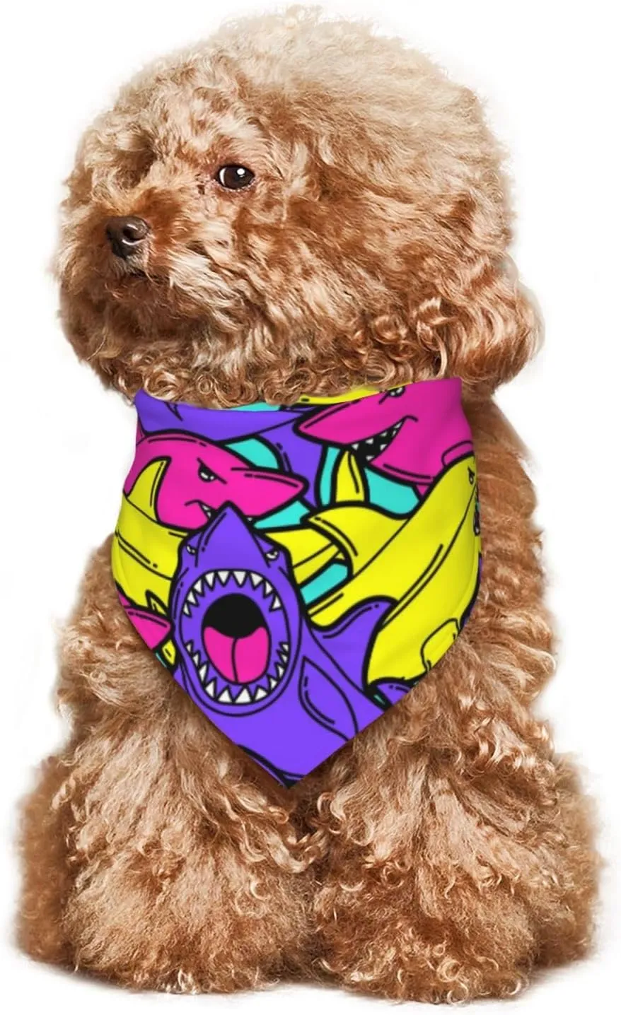 Colorful Shark Dog Bandana Scarf Triangle Bibs Pet Accessories Cat Kerchief