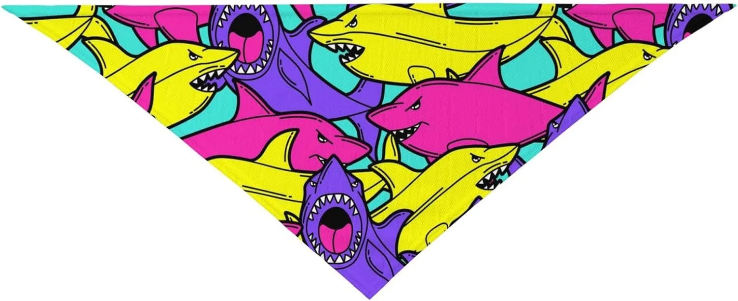 Colorful Shark Dog Bandana Scarf Triangle Bibs Pet Accessories Cat Kerchief
