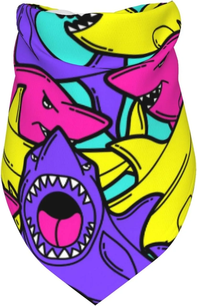 Colorful Shark Dog Bandana Scarf Triangle Bibs Pet Accessories Cat Kerchief