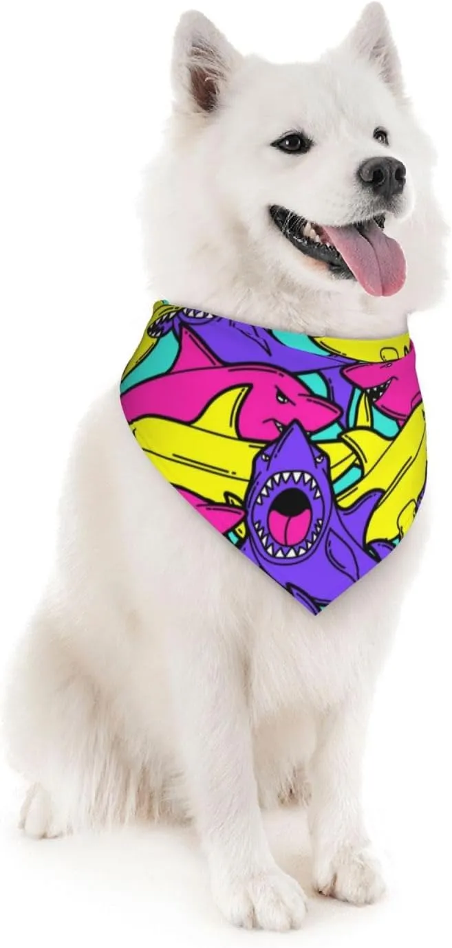 Colorful Shark Dog Bandana Scarf Triangle Bibs Pet Accessories Cat Kerchief