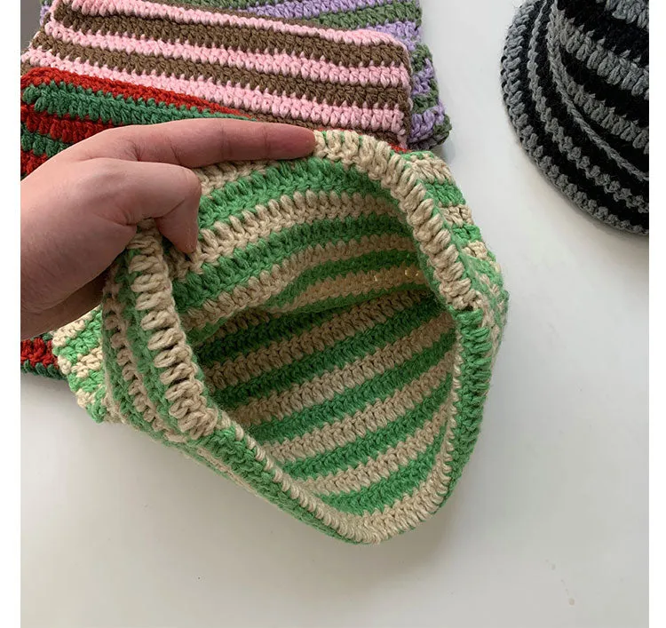 Cute Devil Knitting Striped Hat