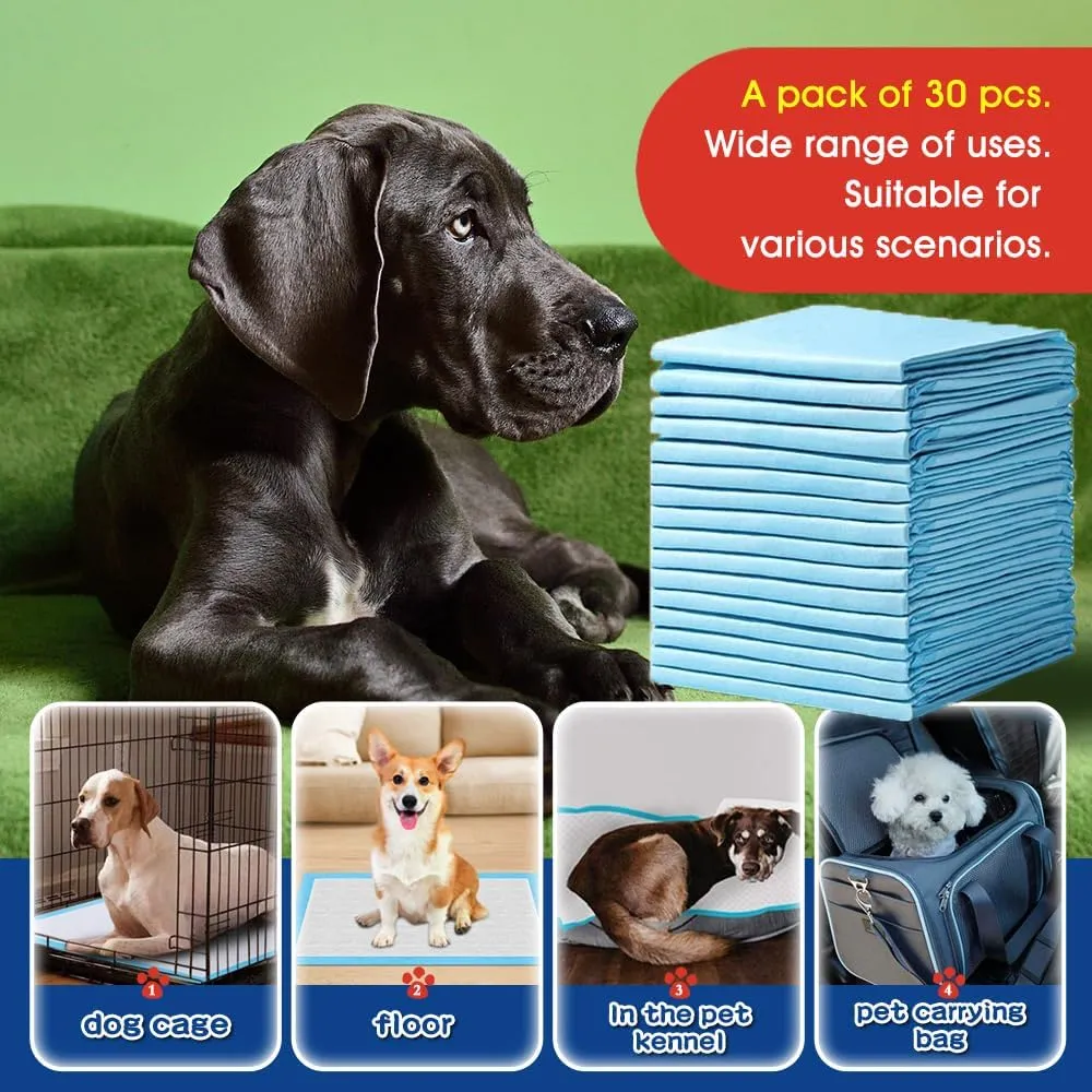 Dog and Puppy Premium Training Pads, XX-Large 34 x 46 inch - 30 Count Pee Pads with 6 Layer Leak-Proof and Super Absorbent