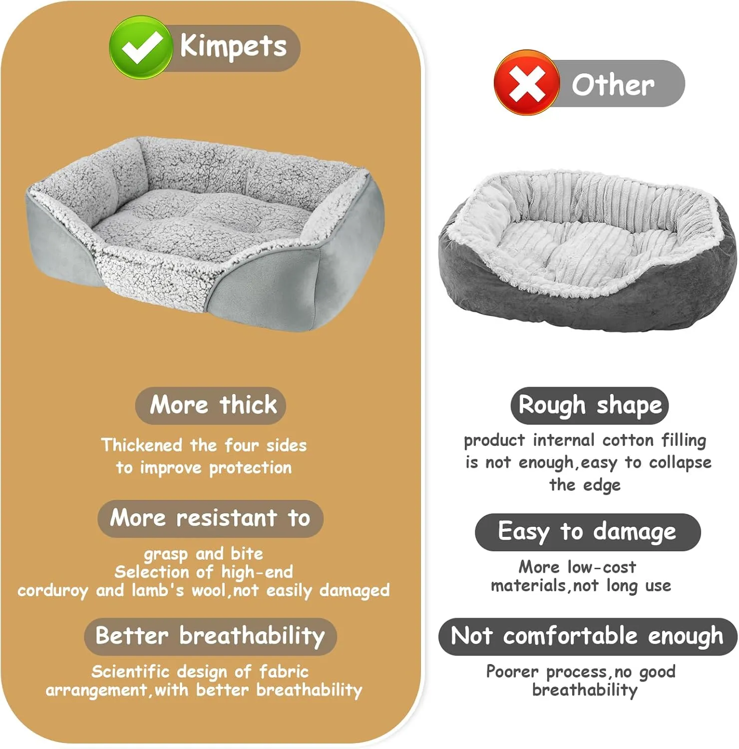 Dog Beds Small Medium Large Size Dog, Cat Beds for Indoor Cats Washable, Rectangle Calming Sleeping Warming Orthopedic Puppy Dog Beds, Non-Slip Bottom Breathable Soft Couch