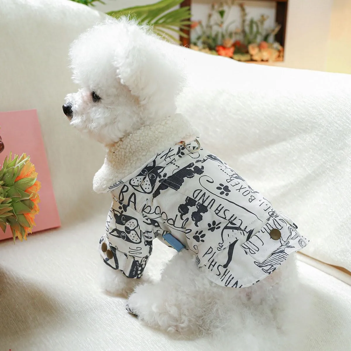 Dog Fleece Lined Jean Jacket Winter Puppy Stylish Cute Clothes Lightweight Warm Small Dog Denim Coat Chihuahua Yorkie Thick Jacket Christmas Holiday Birthday Dog Clothes for Small Dogs