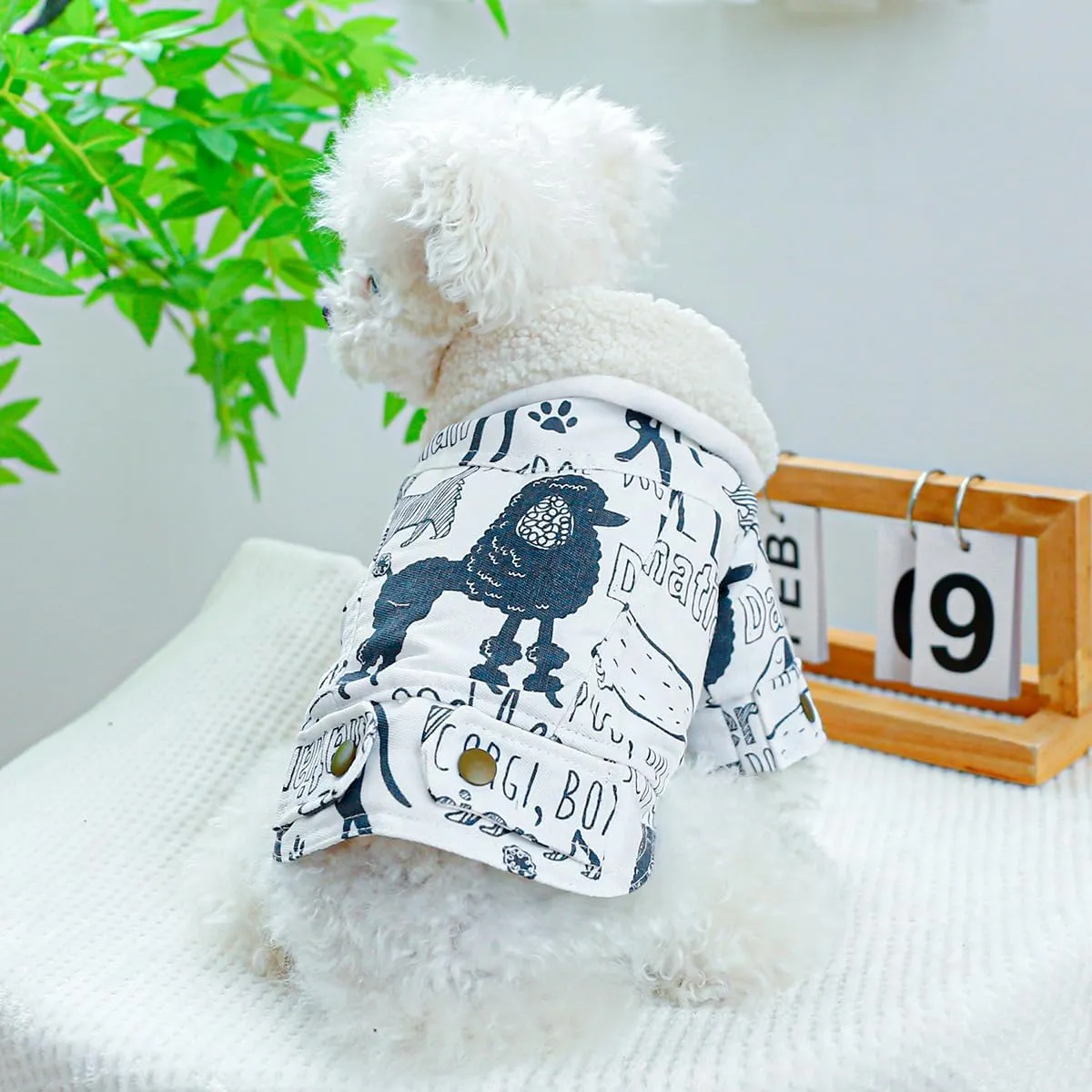 Dog Fleece Lined Jean Jacket Winter Puppy Stylish Cute Clothes Lightweight Warm Small Dog Denim Coat Chihuahua Yorkie Thick Jacket Christmas Holiday Birthday Dog Clothes for Small Dogs
