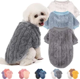 Dog Sweater, 3 Pack Dog Sweaters for Small Dogs or Cats, Girl or Boy, Warm Dog Clothes Shirt Coat for Winter Christmas (Light Grey, Light Blue, White, XX-Small)