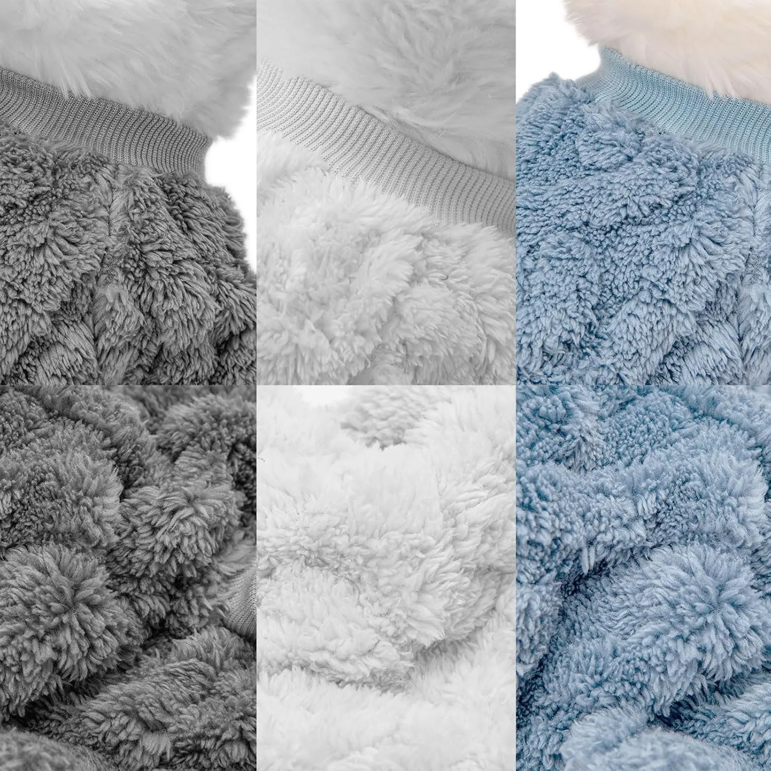 Dog Sweater, 3 Pack Dog Sweaters for Small Dogs or Cats, Girl or Boy, Warm Dog Clothes Shirt Coat for Winter Christmas (Light Grey, Light Blue, White, XX-Small)