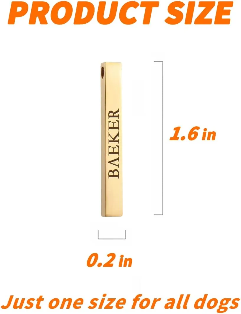 Dogs ID Tags Personalized Four Sided Deep Engraved Cat & Dog Collar Charm Bar Shape Brass Small