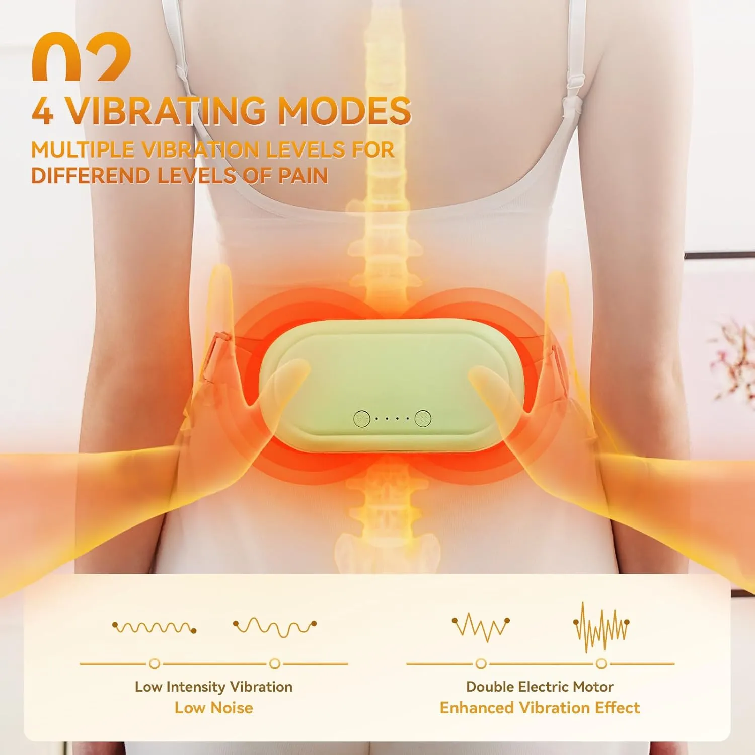 Electric Heating Pad for Period Cramps - Portable Vibrating Heating Pads with 4 Heat Levels and 4 Modes for Women Menstrual, Back, Stomach Pain Relief-Green