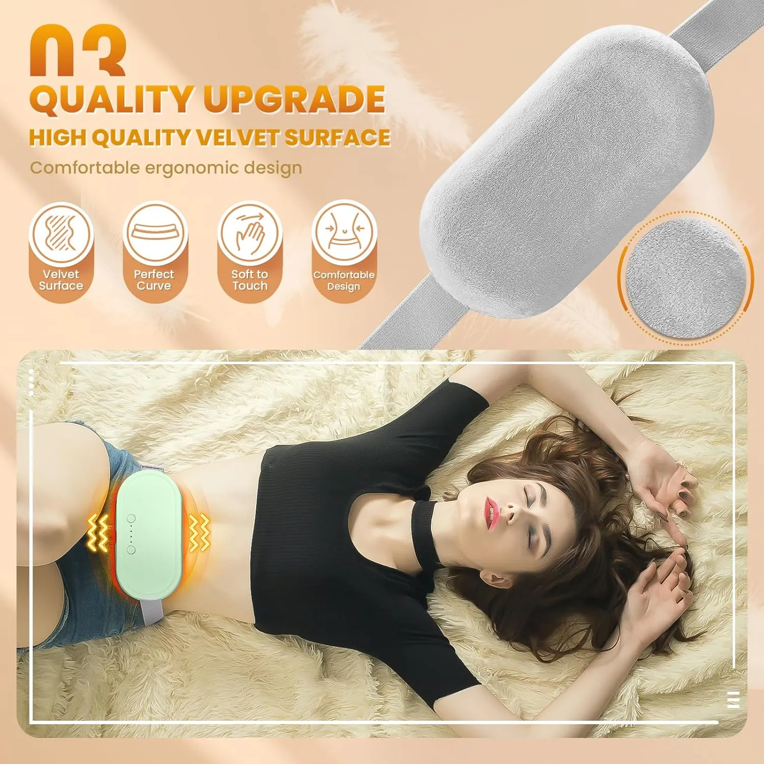 Electric Heating Pad for Period Cramps - Portable Vibrating Heating Pads with 4 Heat Levels and 4 Modes for Women Menstrual, Back, Stomach Pain Relief-Green