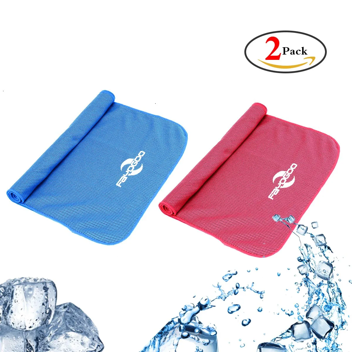 Fayogoo Cooling Towel for Instant Cooling Relief,Microfiber Cool Towel Use as Cooling Bandana,gym towel,35" x12" Ice towel for Sports,Yoga,Fitness,Gym,Travel,Pilates,Workout (Blue Rose red),2 Pack
