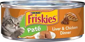 Friskies Wet Cat Food Pate Liver & Chicken Dinner Classic Pate Cat Food 5.5 oz