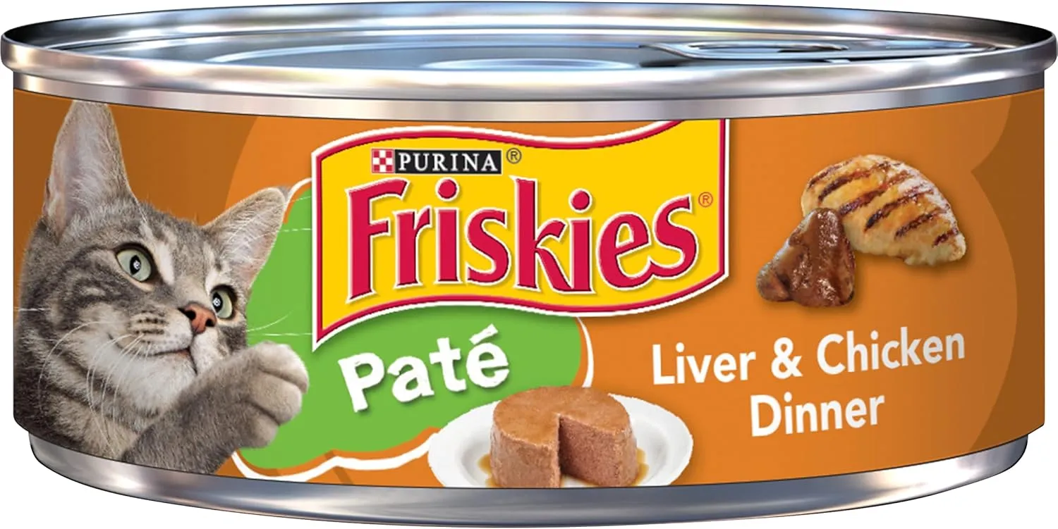 Friskies Wet Cat Food Pate Liver & Chicken Dinner Classic Pate Cat Food 5.5 oz