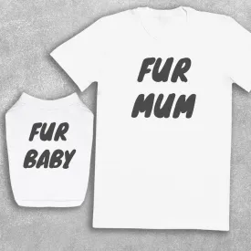 Fur Mum & Fur Baby - Dog T-Shirt And Mens/Womens T-Shirt Set - (Sold Separately)