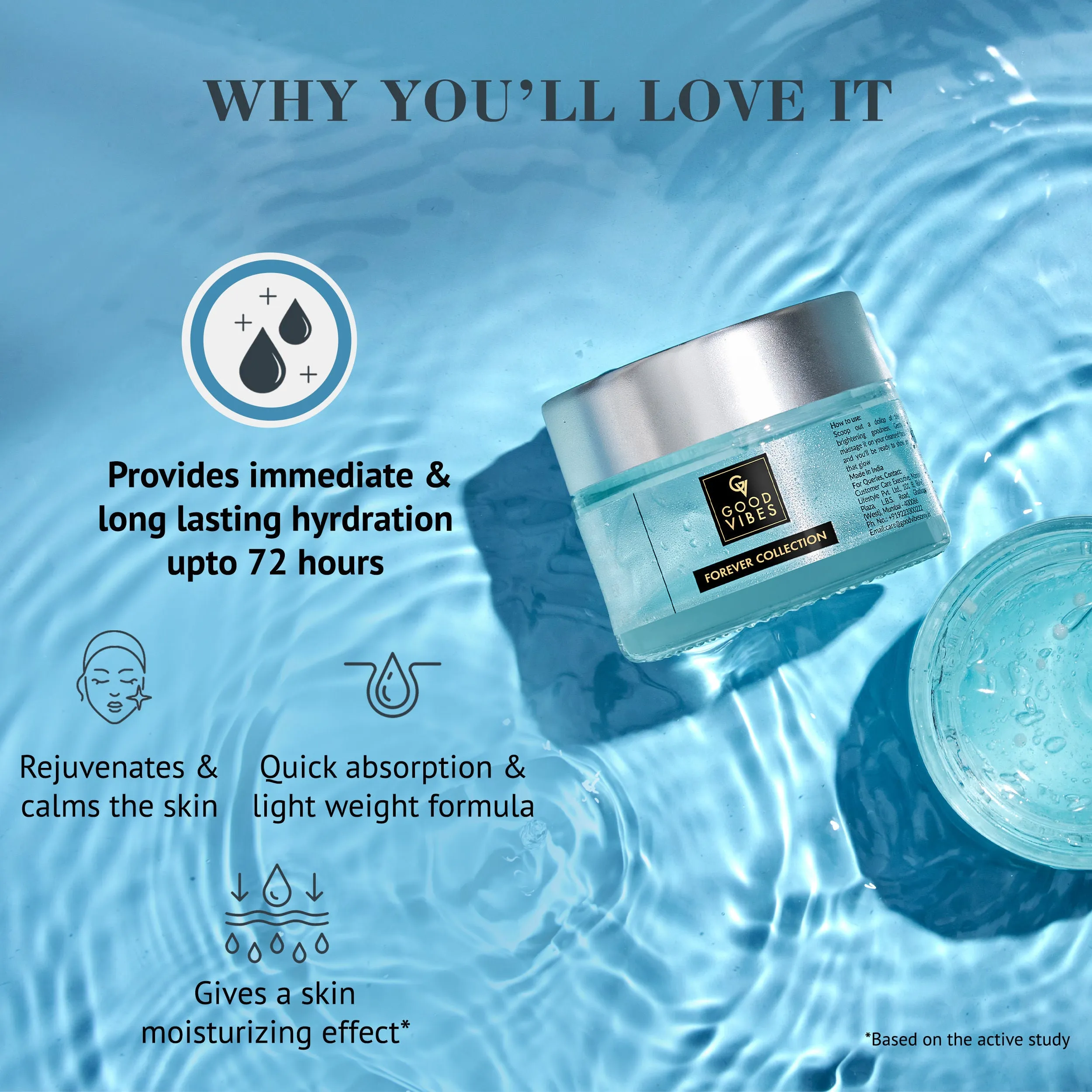 Good Vibes Aqua & Sea Mineral Hydration Booster Face Gel | Intense Hydration, 8X Hydra Booster, Provides Moisture | Vegan, No Parabens, No Sulphates, No Mineral Oil, No Silicones, No Animal Testing (50 g)