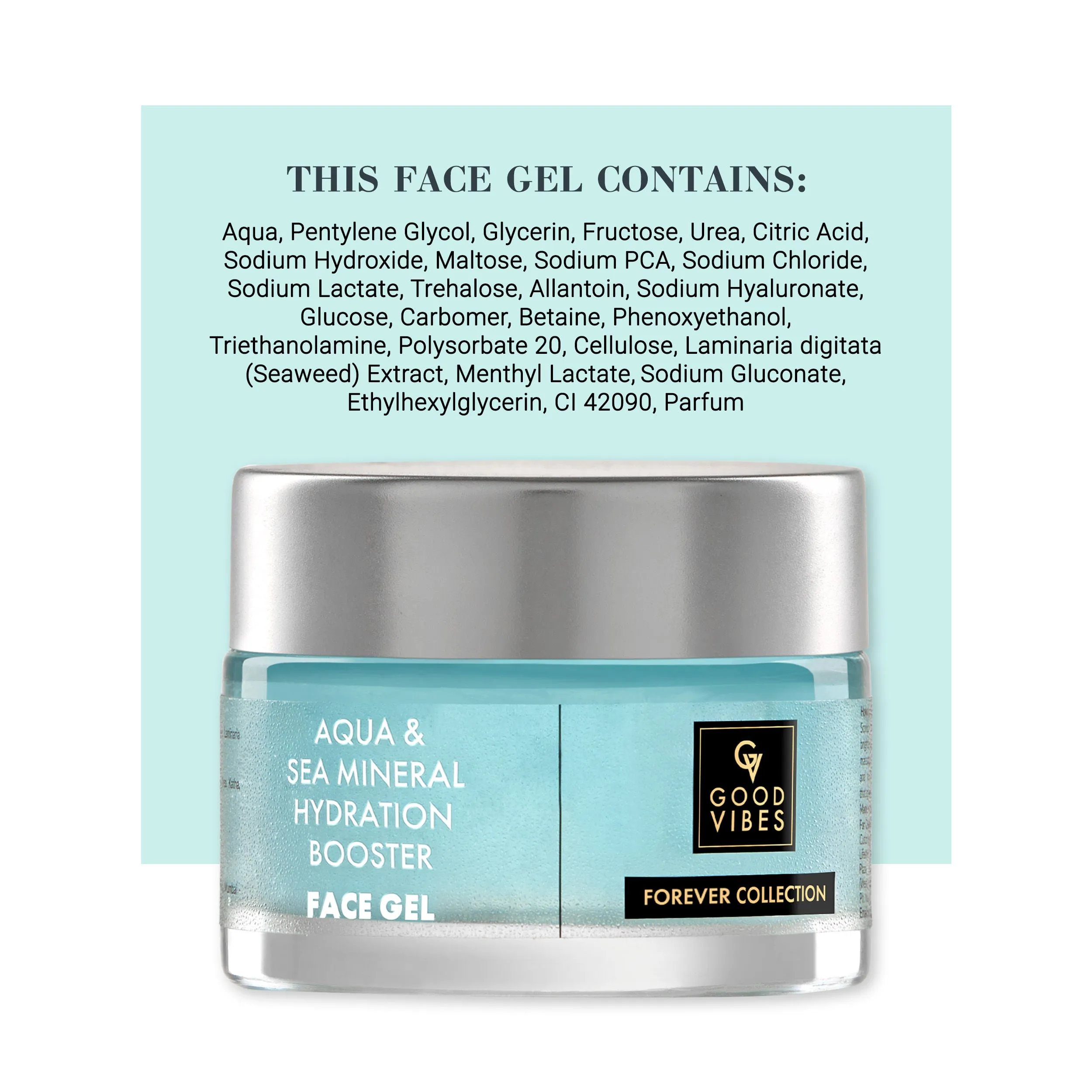 Good Vibes Aqua & Sea Mineral Hydration Booster Face Gel | Intense Hydration, 8X Hydra Booster, Provides Moisture | Vegan, No Parabens, No Sulphates, No Mineral Oil, No Silicones, No Animal Testing (50 g)