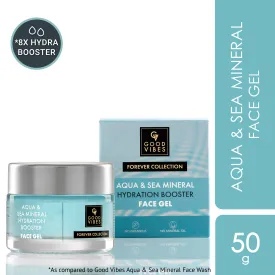 Good Vibes Aqua & Sea Mineral Hydration Booster Face Gel | Intense Hydration, 8X Hydra Booster, Provides Moisture | Vegan, No Parabens, No Sulphates, No Mineral Oil, No Silicones, No Animal Testing (50 g)