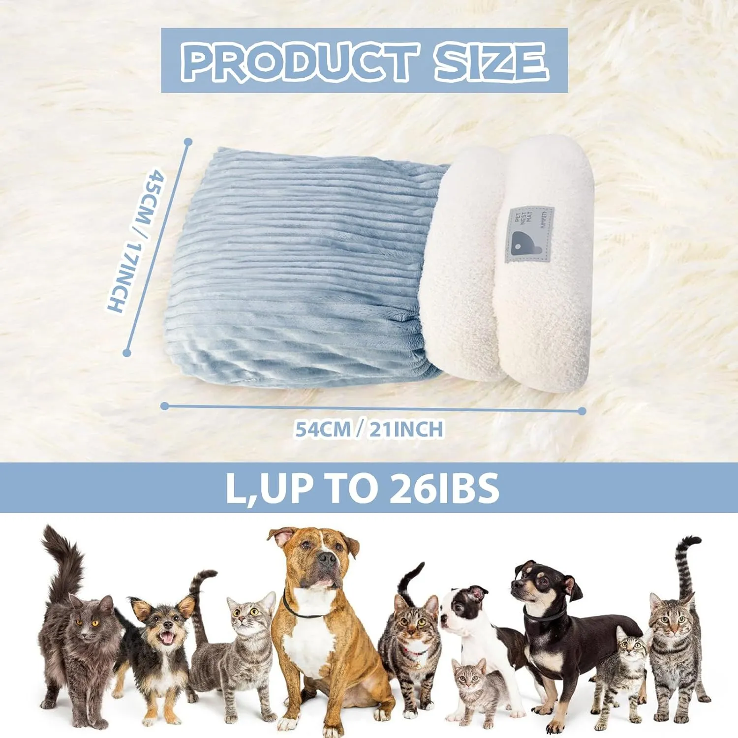 Grey Plush Cat Sack - Self Warming Bed Cave for Indoor Cats, Winter Sleeping Bag - Brand