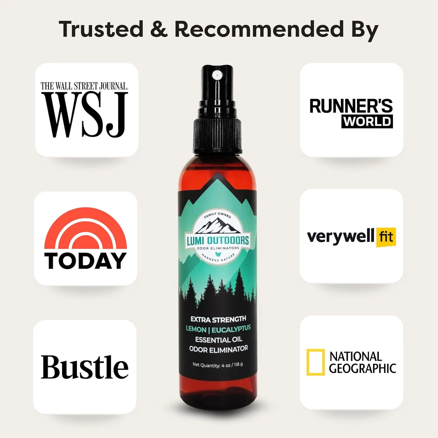 Lumi Outdoors Natural Shoe Deodorizer & Foot Odor Elimination Spray - Shoe Spray for Smelly Shoes - Extra Strength - Eucalyptus Lemongrass