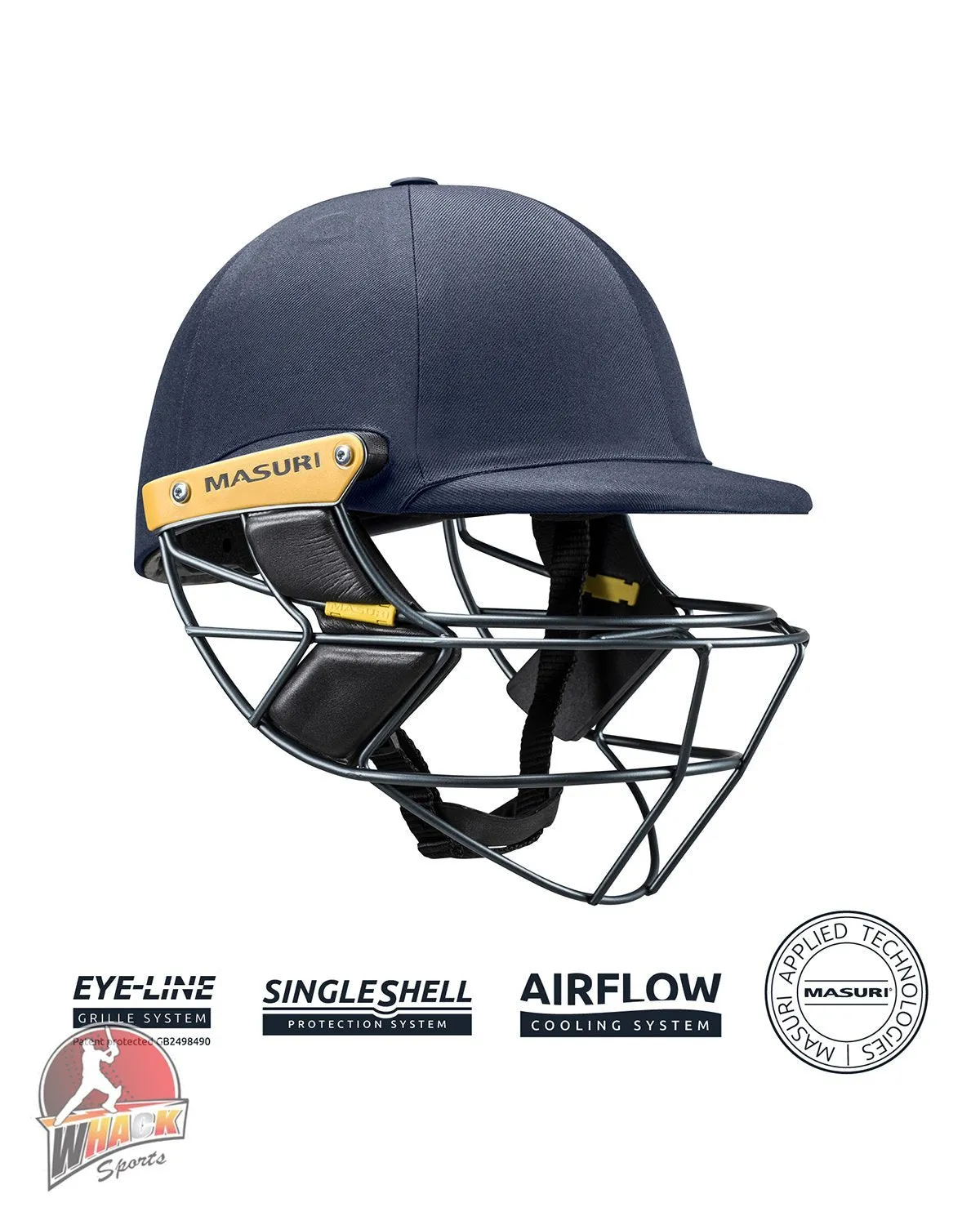 Masuri E Line Stainless Steel Cricket Batting Helmet - Red - Senior