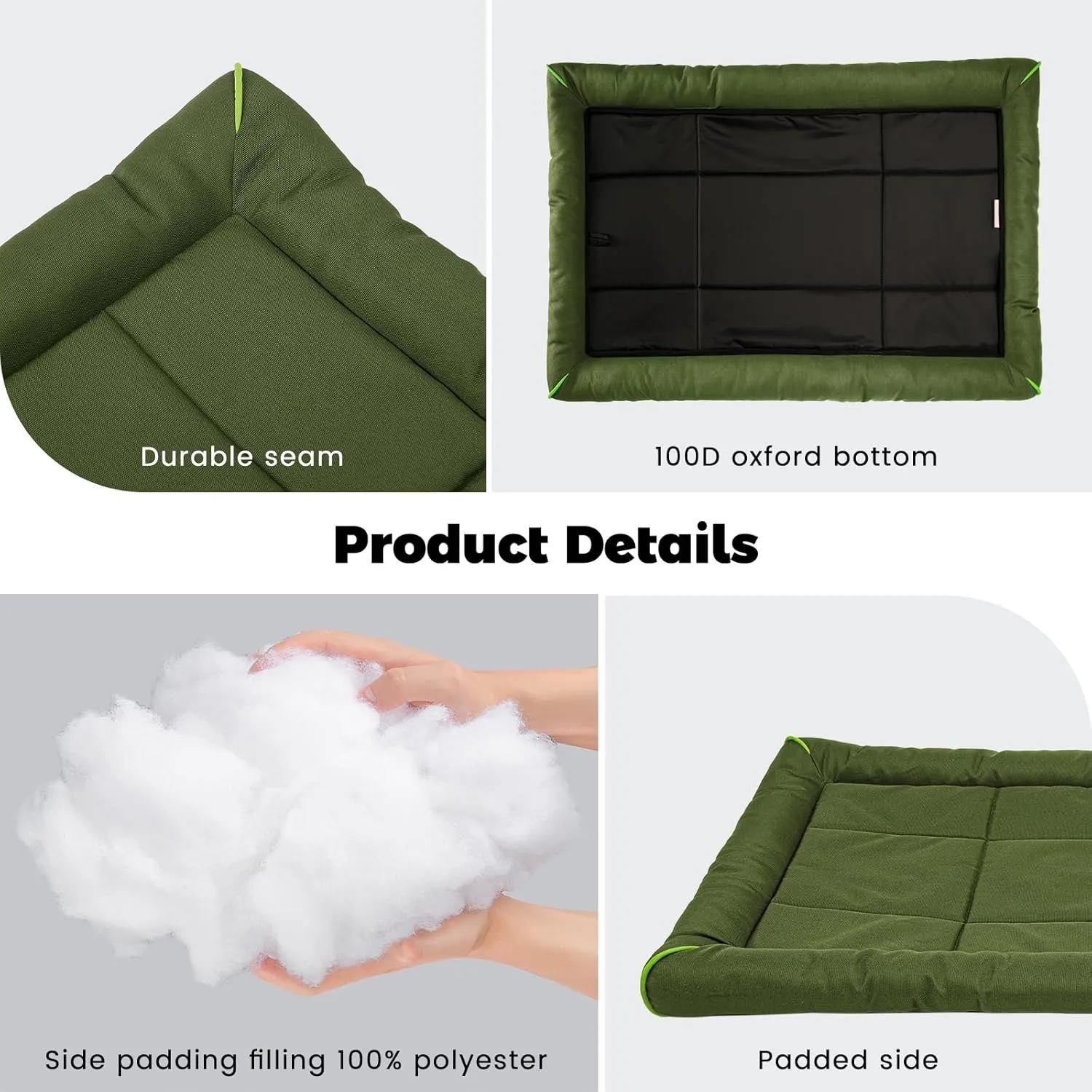 Miguel Oxford 900D Outdoor Waterproof Dog Bed for Metal Dog Crates Water-Resistant All Weather Pet Mat Durable Easy Wipe Clean Travel Indoor Outdoor Puppy Cat Crate Bed 30inch, Green