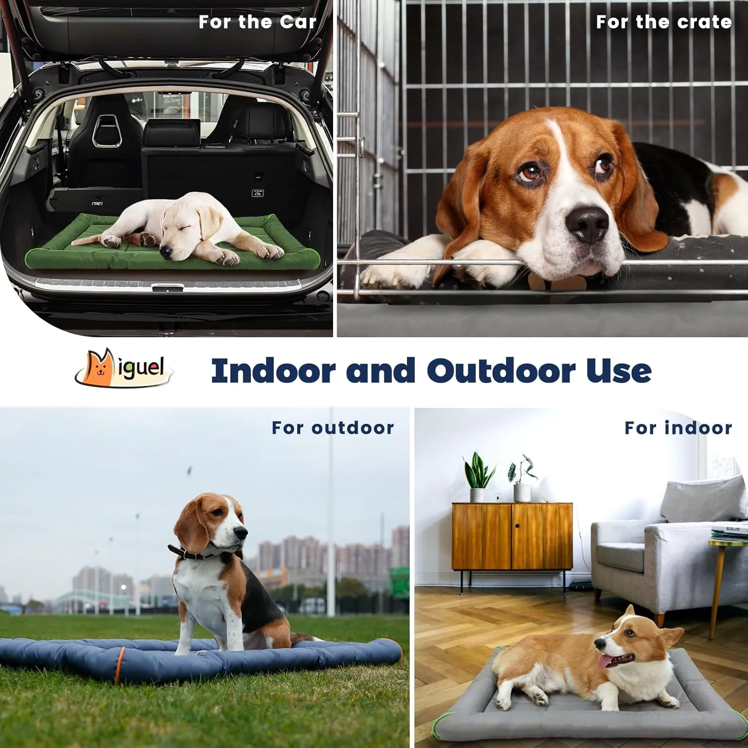 Miguel Oxford 900D Outdoor Waterproof Dog Bed for Metal Dog Crates Water-Resistant All Weather Pet Mat Durable Easy Wipe Clean Travel Indoor Outdoor Puppy Cat Crate Bed 30inch, Green