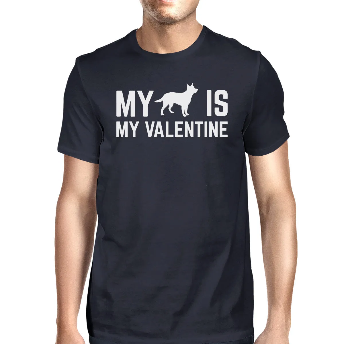 My Dog My Valentine Men's Navy T-shirt Unique Design For Dog Lovers