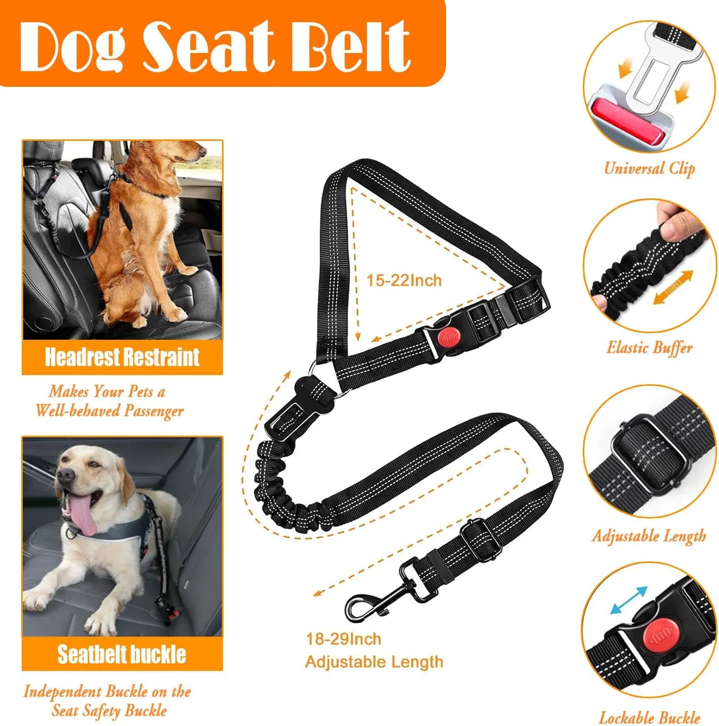 No Pull Dog Harness, Collar & Leash Set | Includes Dog Seat Belt, Collapsible Bowls & Poop Bag Dispenser. Ideal for Training, Walking, Hiking. Fits Small to Large Dogs(Black-S)