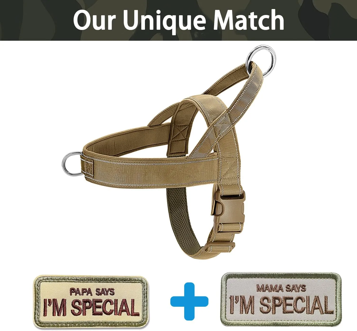 No Pull Dog Harness for Medium Large Dogs, Reflective Escape Proof Adjustable No Pulling Harnesses Brown L