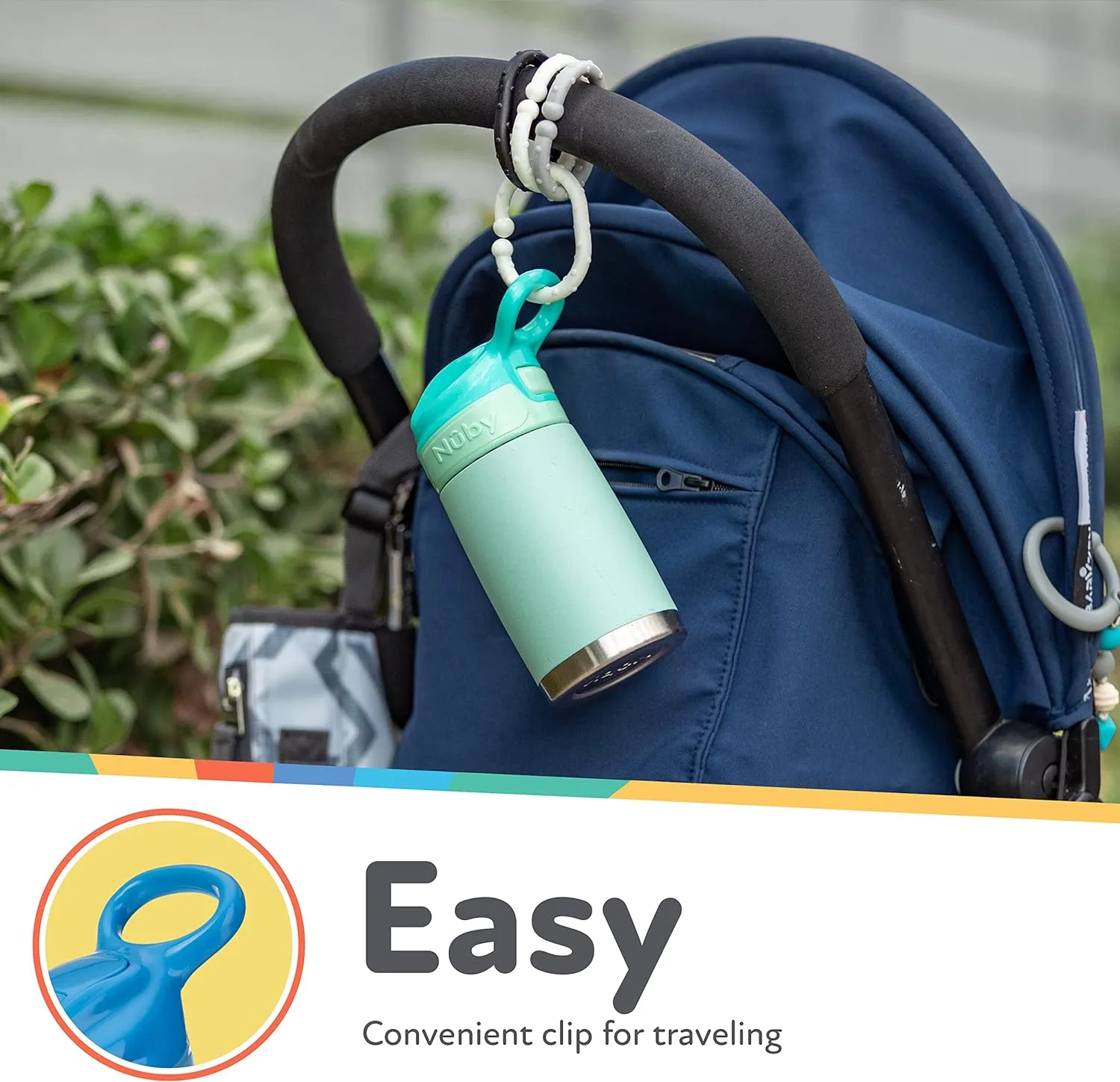Nuby Thirsty Kids No Spill Flip-It Reflex Stainless Steel Travel Cup or Water Bottle - 10 Oz - 18  Months - White