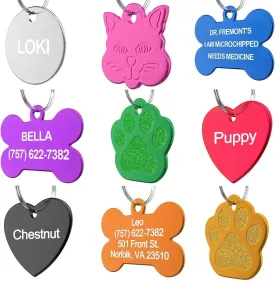Pet ID Tag Custom for Dog Cat Personalized | Many Shapes and Colors to Choose from | Made in USA | Strong Anodized Aluminum (Bone Red, Large)
