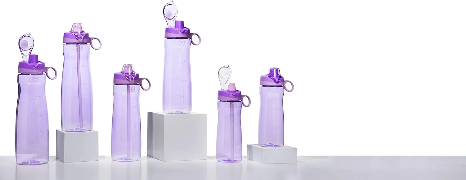 Pogo 18oz Plastic Water Bottle with Straw Lid with Carry Handle, Reusable, BPA Free, Dishwasher Safe, Perfect for Travel, School, Outdoors, and Gym