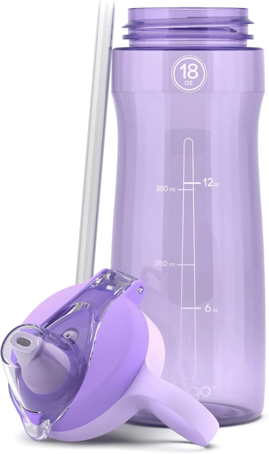 Pogo 18oz Plastic Water Bottle with Straw Lid with Carry Handle, Reusable, BPA Free, Dishwasher Safe, Perfect for Travel, School, Outdoors, and Gym