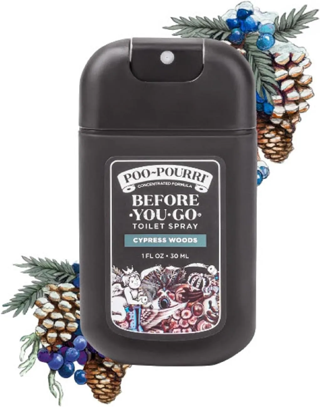 Poo-Pourri Cypress Woods Pocket Sprayer Before-You-Go Toilet Spray - Instantly Trap Bathroom Odor - Plant Based Ingredients & Essential Oils - No synthetic fragrance - Cypress, Pine, Fresh Air Scent