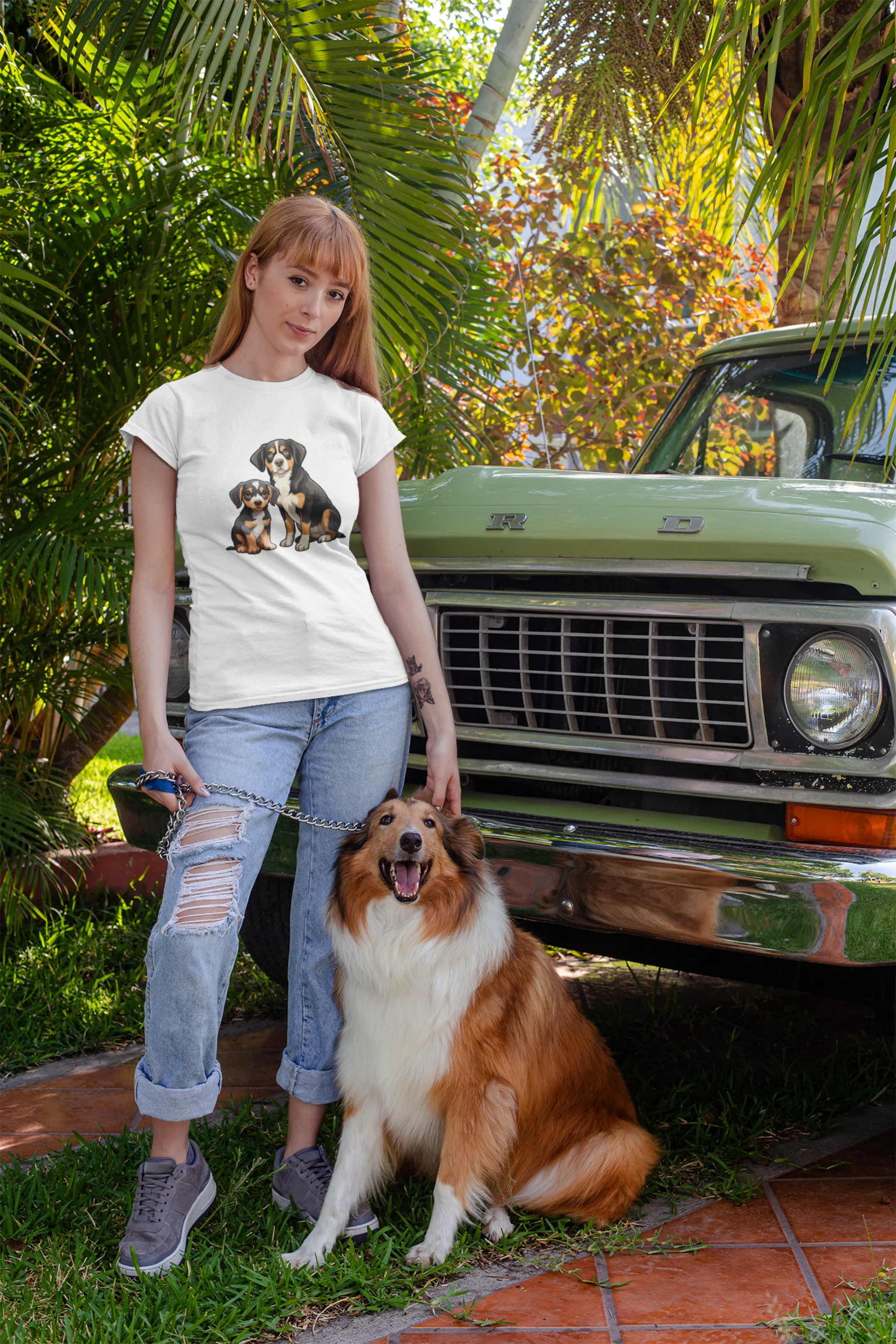 Puppy And Dog Printed T-shirt for women