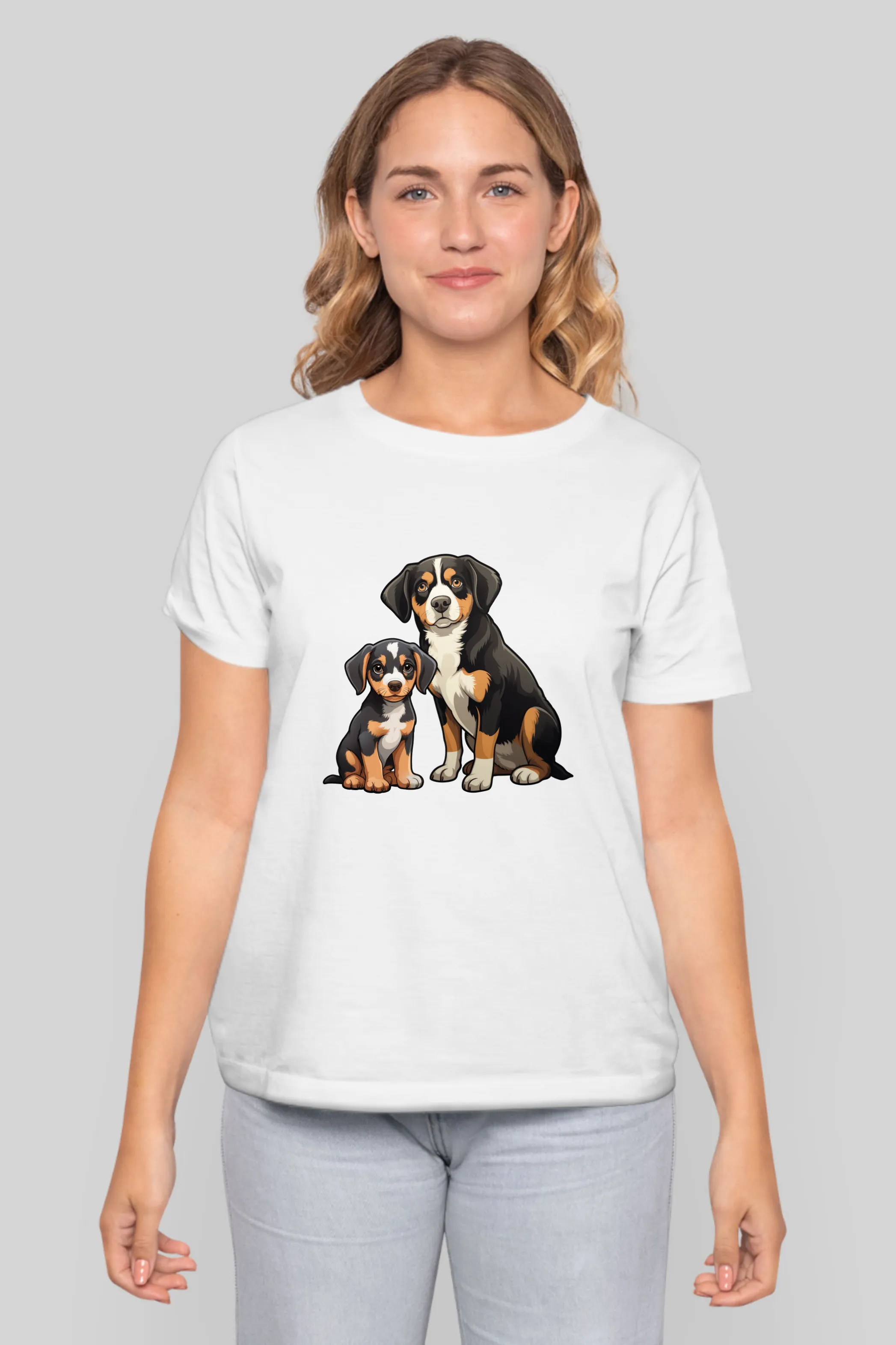Puppy And Dog Printed T-shirt for women