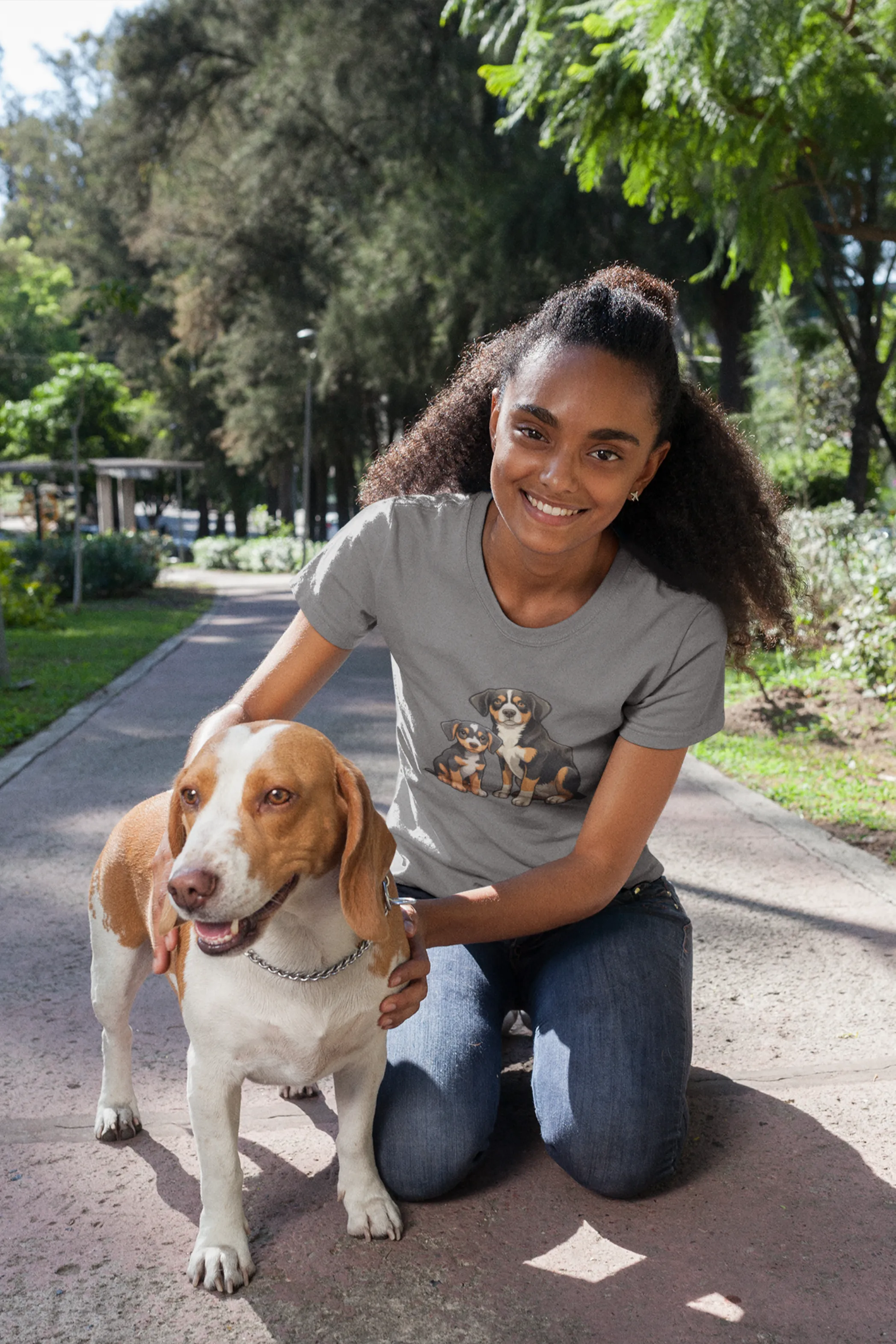 Puppy And Dog Printed T-shirt for women